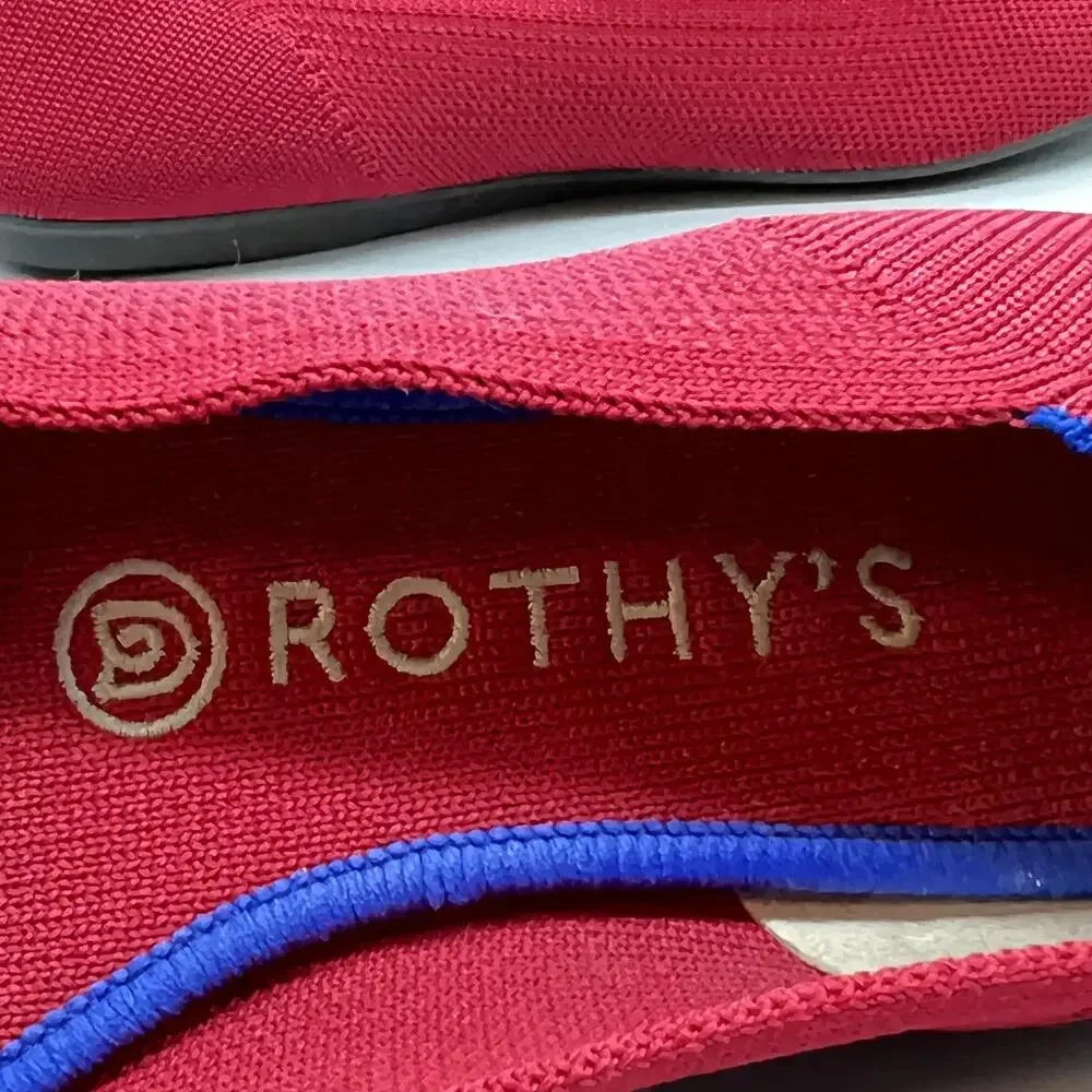 Rothy's Shoes Womens 6.5 Red Knit The Flat Ballet Flats Slip On Comfort Casual